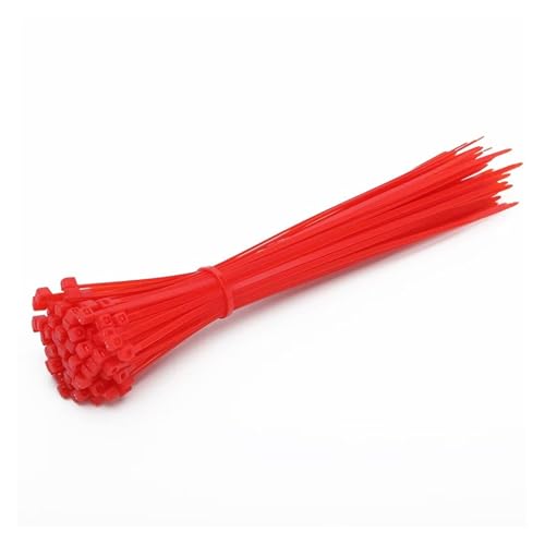 100 Stück Kabelbinder in verschiedenen Farben, mehrfarbige selbstsichernde aus Nylon, for Zuhause, Büro, Garten, Garage, Werkstatt(Red,4x200mm) von DYJLPP