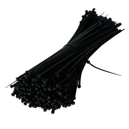 100 Stück Kunststoff-Kabelbinder mit Anker und selbstsichernder Nylonschnalle zur Befestigung des Kabelbinders in Schwarz-Weiß(Black,5X400mm) von DYJLPP
