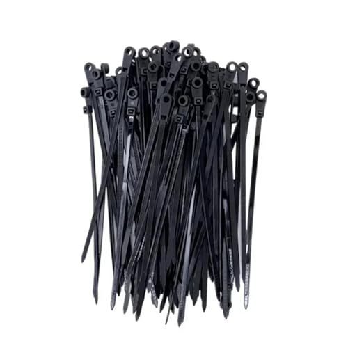 100 Stück Nylon-Kabelbinder mit Schraubbefestigungsloch, selbstsichernde Schlaufenwickel, Bündel fixierter Kabel, Kabelbinder, Drahtbefestigungsbänder - Einfache Montage(Black,5x150mm) von DYJLPP