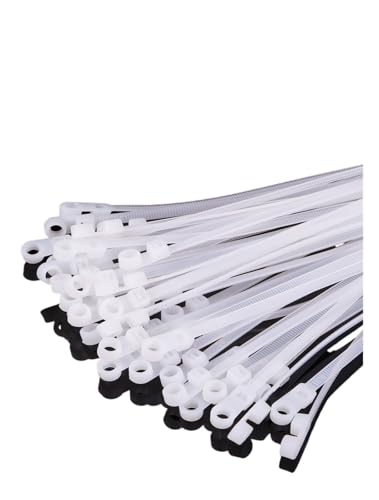 100 Stück Nylon-Kabelbinder mit Schraubloch, selbstsichernde feste Kabelbinder, wiederverwendbare Riemen, Befestigungsschlaufe for das Home Office - Einfache Montage(White,4x200mm) von DYJLPP