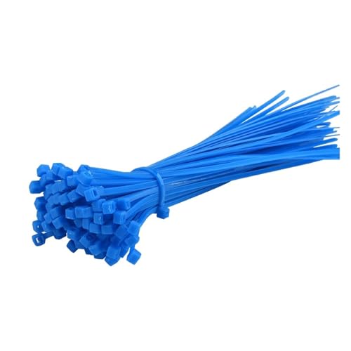 100 Stück selbstsichernde Kabelbinder aus Nylon, Kunststoff, Reißverschluss, Drahtbindung, Wickelgurte, DIY-Kabelbefestigungs-Organizer, mehrfarbig(Blue,3x150mm) von DYJLPP