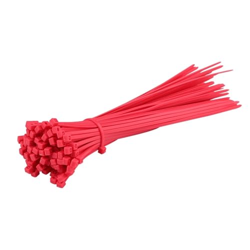 100 Stück selbstsichernde Kabelbinder aus Nylon, Kunststoff, Reißverschluss, Drahtbindung, Wickelgurte, DIY-Kabelbefestigungs-Organizer, mehrfarbig(Pink,4x200mm) von DYJLPP