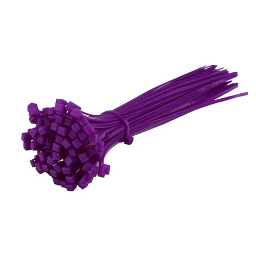 100 Stück selbstsichernde Kabelbinder aus Nylon, Kunststoff, Reißverschluss, Drahtbindung, Wickelgurte, DIY-Kabelbefestigungs-Organizer, mehrfarbig - Einfache Montage(Purple,4x200mm) von DYJLPP
