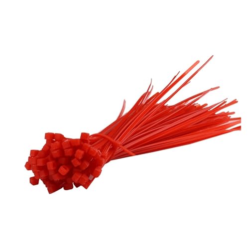 100 Stück selbstsichernde Kabelbinder aus Nylon, Kunststoff, Reißverschluss, Drahtbindung, Wickelgurte, DIY-Kabelbefestigungs-Organizer, mehrfarbig - Einfache Montage(Red,3x100mm) von DYJLPP