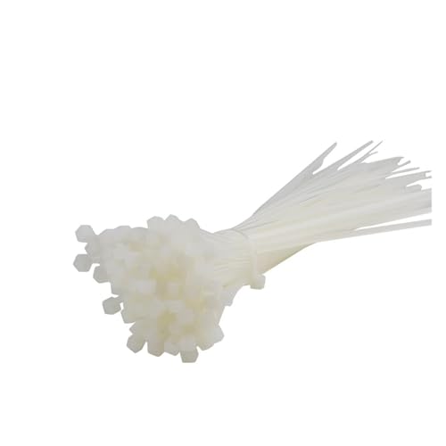 100 Stück selbstsichernde Kabelbinder aus Nylon, Kunststoff, Reißverschluss, Drahtbindung, Wickelgurte, DIY-Kabelbefestigungs-Organizer, mehrfarbig - Einfache Montage(White,3x100mm) von DYJLPP