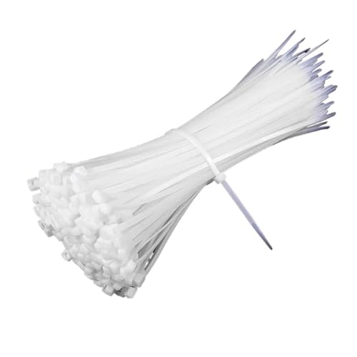 100 Stück weiße Nylon-Kabelbinder, selbstsichernde Kabelbinder, Bündel - Einfache Montage(2.6x250mm) von DYJLPP