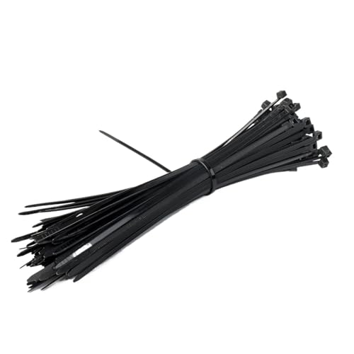 100 Stück weiße und schwarze Nylon-Kabelbinder mit Organizer-Schlaufe, selbstsichernde Kabelbinder - Einfache Montage(Black,2.8X245mm) von DYJLPP