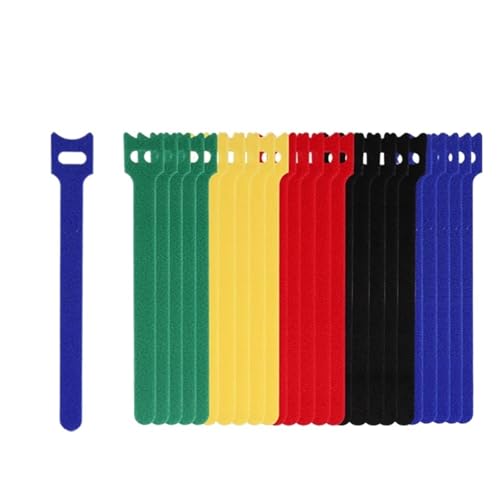 100 Stück wiederverwendbare Kabel-Organizer-Halter, Befestigungs-Kabelbinder-Bänder for Telefone, Drahtwickel-Management(Multi-colored,12x150mm) von DYJLPP