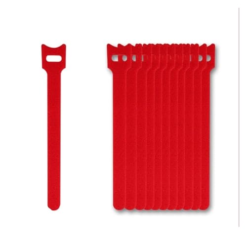 100 Stück wiederverwendbare Kabel-Organizer-Halter, Befestigungs-Kabelbinder-Bänder for Telefone, Drahtwickel-Management(Red,12x250mm) von DYJLPP