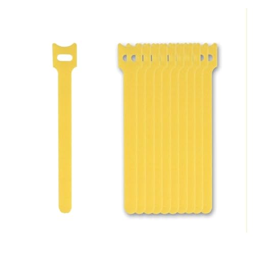 100 Stück wiederverwendbare Kabel-Organizer-Halter, Befestigungs-Kabelbinder-Bänder for Telefone, Drahtwickel-Management - Einfache Montage(Yellow,12x200mm) von DYJLPP