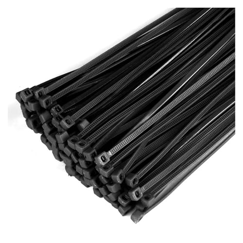 100Pcs Kunststoff Nylon Kabelbinder Selbst-locking Cord Straps Einstellbare Befestigungs Schleife Home Office Draht Zip Garten(Black,4x200mm) von DYJLPP