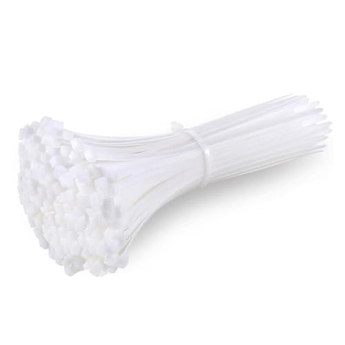 100Pcs Kunststoff Nylon Kabelbinder Selbst-locking Cord Straps Einstellbare Befestigungs Schleife Home Office Draht Zip Garten(White,3x150mm) von DYJLPP