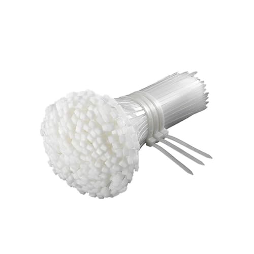 250 Stück selbstsichernde Kabelbinder aus Kunststoff und Nylon, Kabelbinder aus Kunststoff, weiß/schwarz, starker Schnappverschluss, TwineTie-Drahtbinder - Einfache Montage(White,8x300mm) von DYJLPP