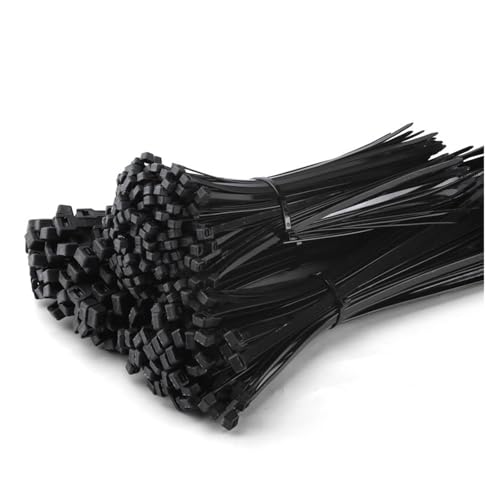 250 Stück selbstsichernde Kabelbinder aus Kunststoff und Nylon, weiß/schwarz, starker Schnappverschluss, TwineTie-Drahtbinder(Black,8x300mm) von DYJLPP