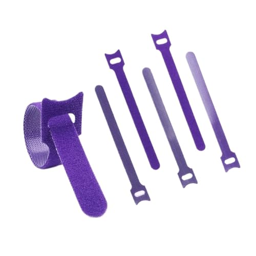 50 Stück lila wiederverwendbare Kabelbinder aus Nylon, verstellbare, Befestigungsgurte for Kabelmanagement, Hakenschlaufe, Kabel-Organizer, Draht, T-Typ-Krawatte(12mmx200mm) von DYJLPP