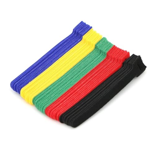 50 Stück wiederverwendbare Befestigungskabelbinder, verstellbare Kabelbinder, Nylon-Kabelmanagement-Gurte, Hakenschlaufen-Kabel-Organizer, Drahtbinder(Multicolor,12x200mm) von DYJLPP
