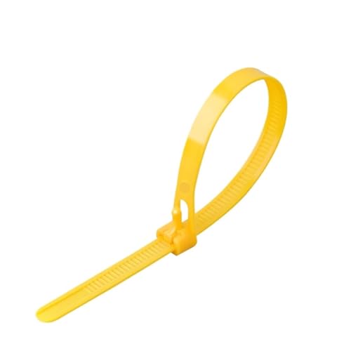 50 Stücke Kunststoff Wiederverwendbare Kabelbinder 8 * 200/250/300/450 Lösbare Nylon Einstellen Lose Abnehmbare Bündel - Einfache Montage(Yellow,5x150mm) von DYJLPP