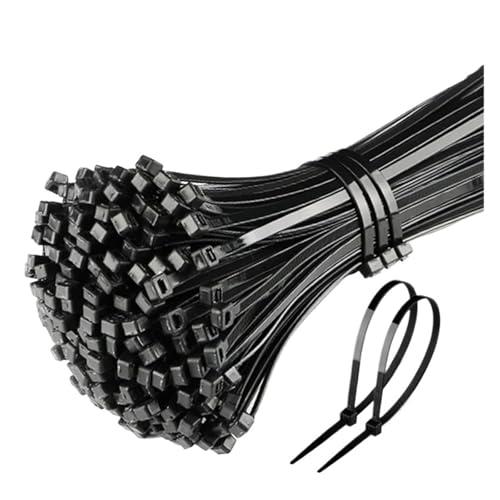 500/1000 Stück selbstsichernder Kabelbinder aus Kunststoff Nylon, schwarzer Kabelbinder-Befestigungsring, Reißverschluss-Umwicklungen, Gurt(5x150mm (500pcs)) von DYJLPP