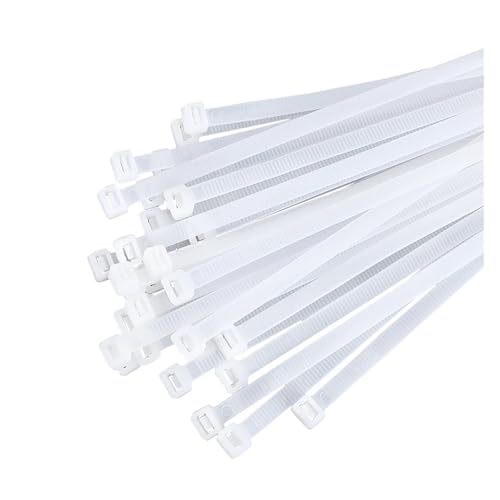 500/1000 Teile/beutel Selbstsichernder Kunststoff-Nylonbinder Weißer Reißverschlussband Nylon-Kabelbinder-Set Befestigungsring Schleife Drahtwicklung(White,2.7x150 (500pcs)) von DYJLPP