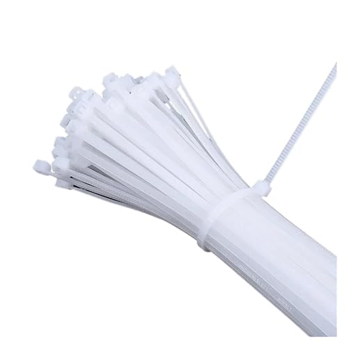 500 Stück selbstsichernde Kabelbinder aus Nylon, Kunststoff, strapazierfähige Kabel, Befestigungsringe, Schlaufen, Hardware-Organizer, Drahtbänder(White,4x300mm) von DYJLPP