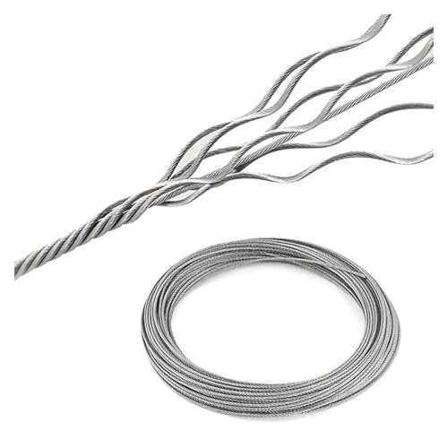 Hochbelastbar 10M ~ 5M Durchmesser 0,5 mm - 3,0 mm 7X7 Structur 304 Edelstahldrahtseil Alambre-Kabel weicher Angelhebekabel(1.2mm x 5.0M) von DYJLPP