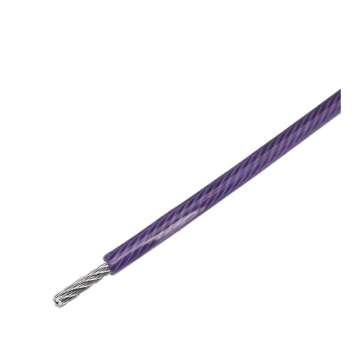 Hochbelastbar 2/3/4/5/6 mm farbiges PVC-beschichtetes Stahldrahtseil-Kabel-Aufhängezubehör(Purple,5.0M-4mm) von DYJLPP