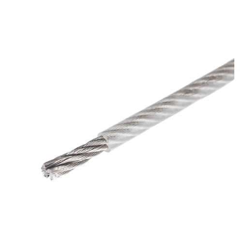 Hochbelastbar 2/3/4/5/6 mm farbiges PVC-beschichtetes Stahldrahtseil-Kabel-Aufhängezubehör(Transparent,5.0M-2mm) von DYJLPP