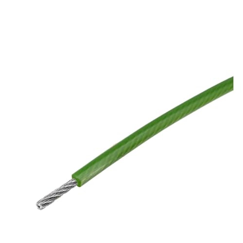 Hochbelastbar 2 mm Edelstahlkabel, PVC-beschichtetes Seil, geeignet for Trocknen von Kleidung, 304 Edelstahldrahtseil, DIY, Outdoor(Green,10M) von DYJLPP