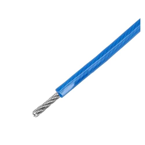 Hochbelastbar 304 Edelstahl PVC-beschichtetes Kabel Durchmesser 1/2/3/4/5/6mm Stahldrahtseil(Blue,5.0M-1.2mm) von DYJLPP