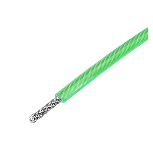 Hochbelastbar 304 Edelstahl PVC-beschichtetes Kabel Durchmesser 1/2/3/4/5/6mm Stahldrahtseil(Green,5.0M-2mm) von DYJLPP