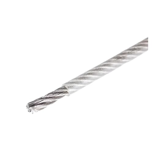 Hochbelastbar 304 Edelstahl PVC-beschichtetes Kabel Durchmesser 1/2/3/4/5/6mm Stahldrahtseil(Transparent,5.0M-1mm) von DYJLPP