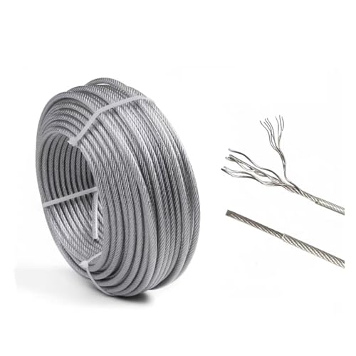 Hochbelastbar 5,0–100 m, transparente Farbe, PVC-Kunststoffbeschichtung, 1,0–6 mm, 304 Edelstahl-Drahtseilkabel, verwendet for Wäscheleinen usw.(10M-3mm) von DYJLPP