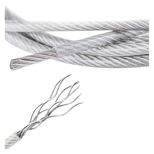 Hochbelastbar 5/10m 304PVC kunststoffbeschichtetes Drahtseil 7 * 7 Struktur Edelstahldrahtseil beschichtetes Gummiseil Balkon Wäscheleine for Trocknen(0.6mmx10M) von DYJLPP