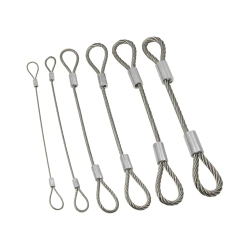 Hochbelastbar Drahtseil aus Edelstahl 304. Die beiden Enden der Aluminiumzwinge wurden verdichtet. Doppelclip-Verriegelung, Durchmesser 1–5 mm.(5.0m-Diameter 1.2mm) von DYJLPP
