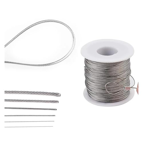 Hochbelastbar Durchmesser 0,5–3 mm Edelstahldraht, 10 m/5 m Seil mit 7 x 7-Struktur, weiches Angel-Hebekabel, Zugseil, Wäscheständer-Drahtseil(2.5mmx5.0M) von DYJLPP