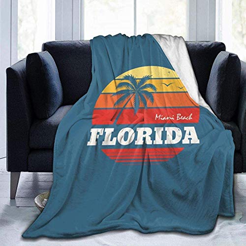 DYJNZK Wohn-&Kuscheldecken,Miami Beach Florida Gemütliche Warme Hypoallergene Decke Für Bett Couch Stuhl Herbst Winter Frühling Wohnzimmer 50"X40" von DYJNZK