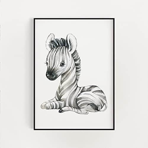 DYKGRAAF Zebra Baby, DIN A4 Hochformat (210x297 mm), Kunstdruck Poster für Wohnzimmer, Art Print Schlafzimmer, Küche, Esszimmer, Wandbild Geschenk Wanddeko - ohne Rahmen von DYKGRAAF