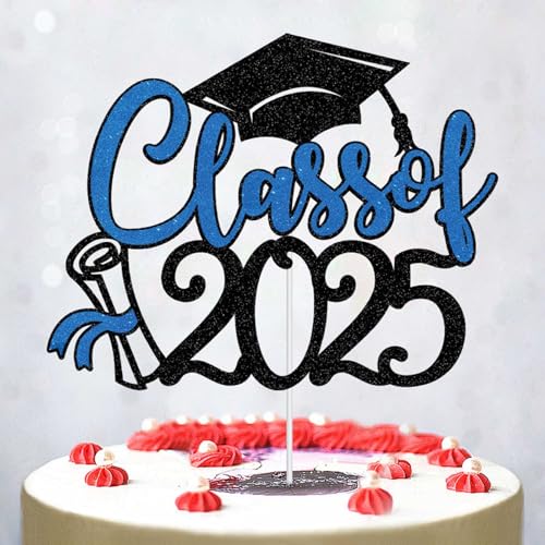 DYKeWei Partykleider Für Frauen Elegant Edel Abschlussfeier-Dekoration, Kuchenvase, Karte, Abschlussklasse von 2025, Abschlussfeier-Dekoration, große Karte Partydekoration Kinder (Blue, One Size) von DYKeWei
