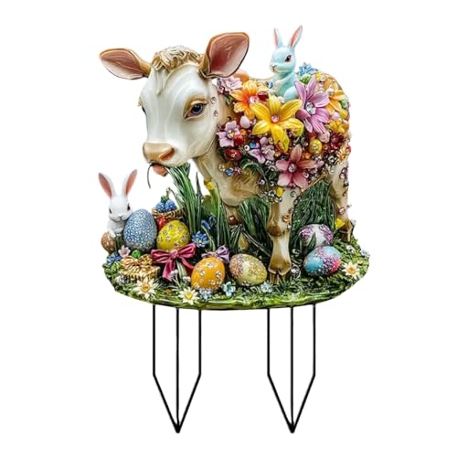 Osterdeko,Osterdeko Outdoor,Gartenstecker Osterhasen zum Stecken, Osterhase Ostereier Osterschild, Deko,Garden Ostern Gartenstecker Osterdeko Osterhase Gartenschilder Osterdekoration Draußen (B) von DYKeWei