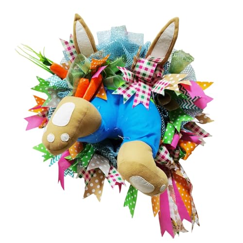 Osterdeko Türkranz Bunny Butt Kranz Dekorationen Frühlingskranz Süße Kaninchen Vordertür Bauernhaus Butt mit Ohren Kranz Frühlingskranz Frühlingskranz für Front Mini Ständer von DYKeWei