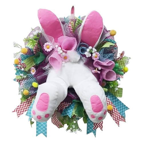 Osterdeko Türkranz Bunny Butt Kranz Dekorationen Frühlingskranz Süße Kaninchen Vordertür Bauernhaus Butt mit Ohren Kranz Frühlingskranz Frühlingskranz für Front Mini Ständer von DYKeWei