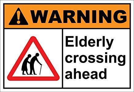 DYLAN MILLER Elderly Crossing Ahead Warnschild OSHA/ANSI – Hinweisschild Warnschild 20,3 x 30,5 cm Blechschild für drinnen und draußen TFA071 von DYLAN MILLER