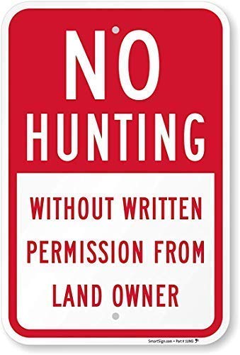 DYLAN MILLER Schild mit Aufschrift "No Hunting Without Written Permission from Land Owner" – Hinweisschild Warnschild 20,3 x 30,5 cm Blechschild für drinnen und draußen TFA045 DYLAN MILLER Schild mit Aufschrift "No Hunting Without Written Permission from Land Owner" – Hinweisschild Warnschild 20,3 x 30,5 cm Blechschild für drinnen und draußen TFA045 von DYLAN MILLER