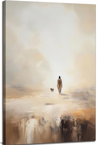 Christliche Leinwand-Wandkunst, Jesusblätter, die 99 Schafe, Bibelgleichsgeschichte, verlorenes Schaf, Religion, Gemälde, Bild, Wanddekoration, Posterdruck für Wohnzimmer, Schlafzimmer, Büro, von DYLGYWI