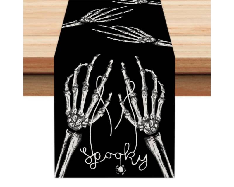 LAPAPRO Tischläufer Halloween Tischläufer Leinen mit Kürbis Gruselig Geist Candy Boo Druck, 1 Stück, 33 x 183 cm von LAPAPRO