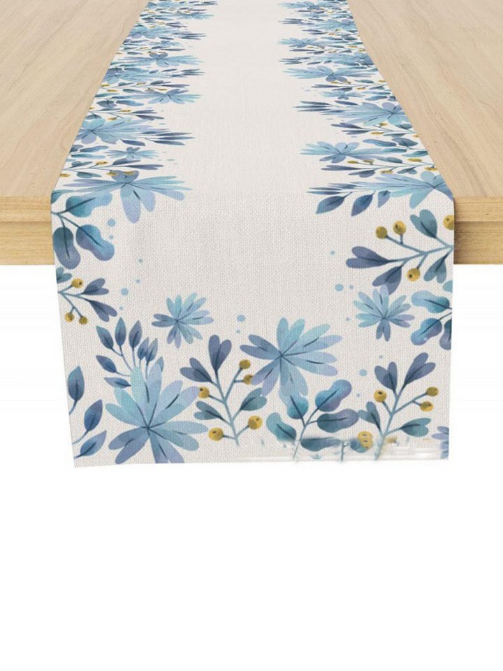 LAPAPRO Tischläufer Moderner Tischläufer, Waschbare Leinen Tischdecke mit Blumendruck, 1 Stück,33 x 183 cm von LAPAPRO