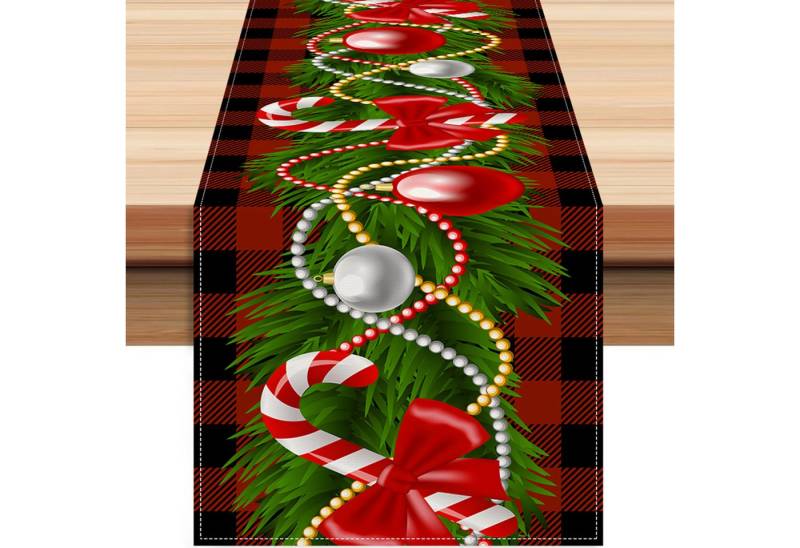 LAPAPRO Tischläufer Weihnachtlicher Leinen Tischläufer Druck, Festliche Tischdekoration von LAPAPRO