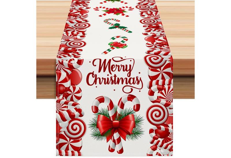 LAPAPRO Tischläufer Weihnachtlicher Leinen Tischläufer Druck, Festliche Tischdekoration von LAPAPRO