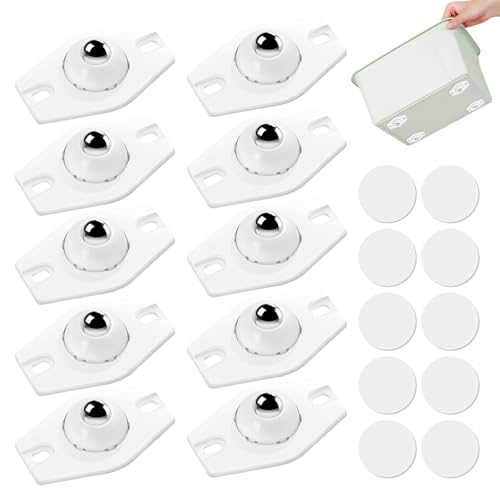 20 Stück Selbstklebende Rollen Räder, Weiß Möbelkugelrollen Nylon, Geräuschlos Mini 360 Grad Rollen, Selbstklebendes Starkes Rollenrad, Kugelrollen Kunststoff für Aufbewahrungsbox Transport 20 Stück Selbstklebende Rollen Räder, Weiß Möbelkugelrollen Nylon, Geräuschlos Mini 360 Grad Rollen, Selbstklebendes Starkes Rollenrad, Kugelrollen Kunststoff für Aufbewahrungsbox Transport von DYMHQ