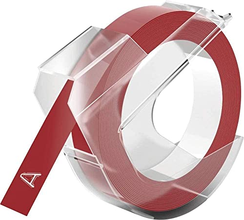 DYMO 3D Prägeband, Schriftband Bandfarbe: Rot Schriftfarbe: Weiß 9 mm 3 m 520102 von DYMO